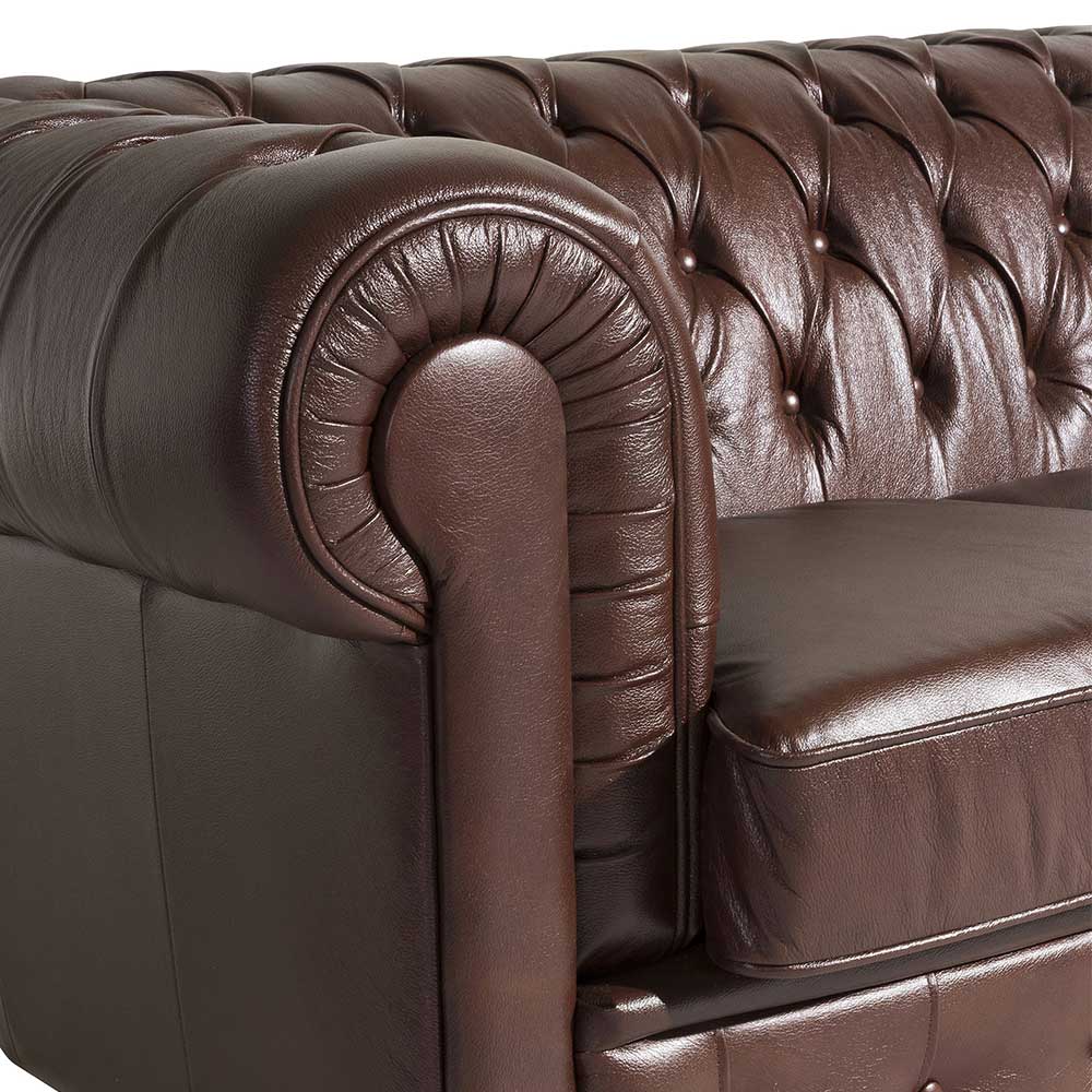 Antikleder Sofa in Braun - Chesterfield Style - Cementa