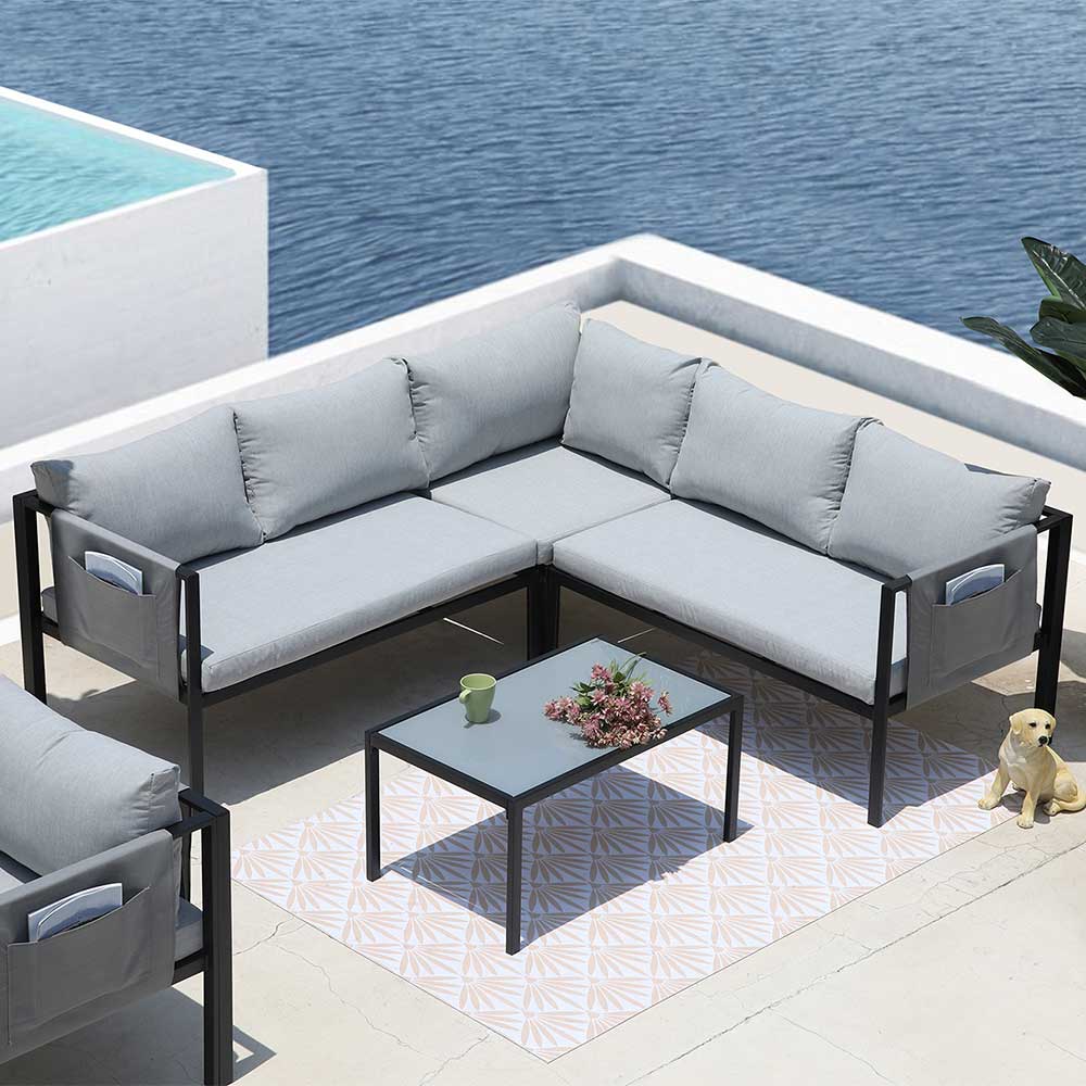 Garten Lounge Set mit vier Sitzplätzen - Emeziano (zweiteilig)