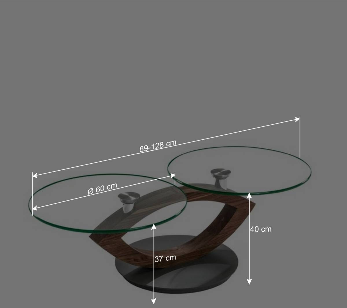 Topp Couchtisch mit 2 runden Glasplatten - Annely