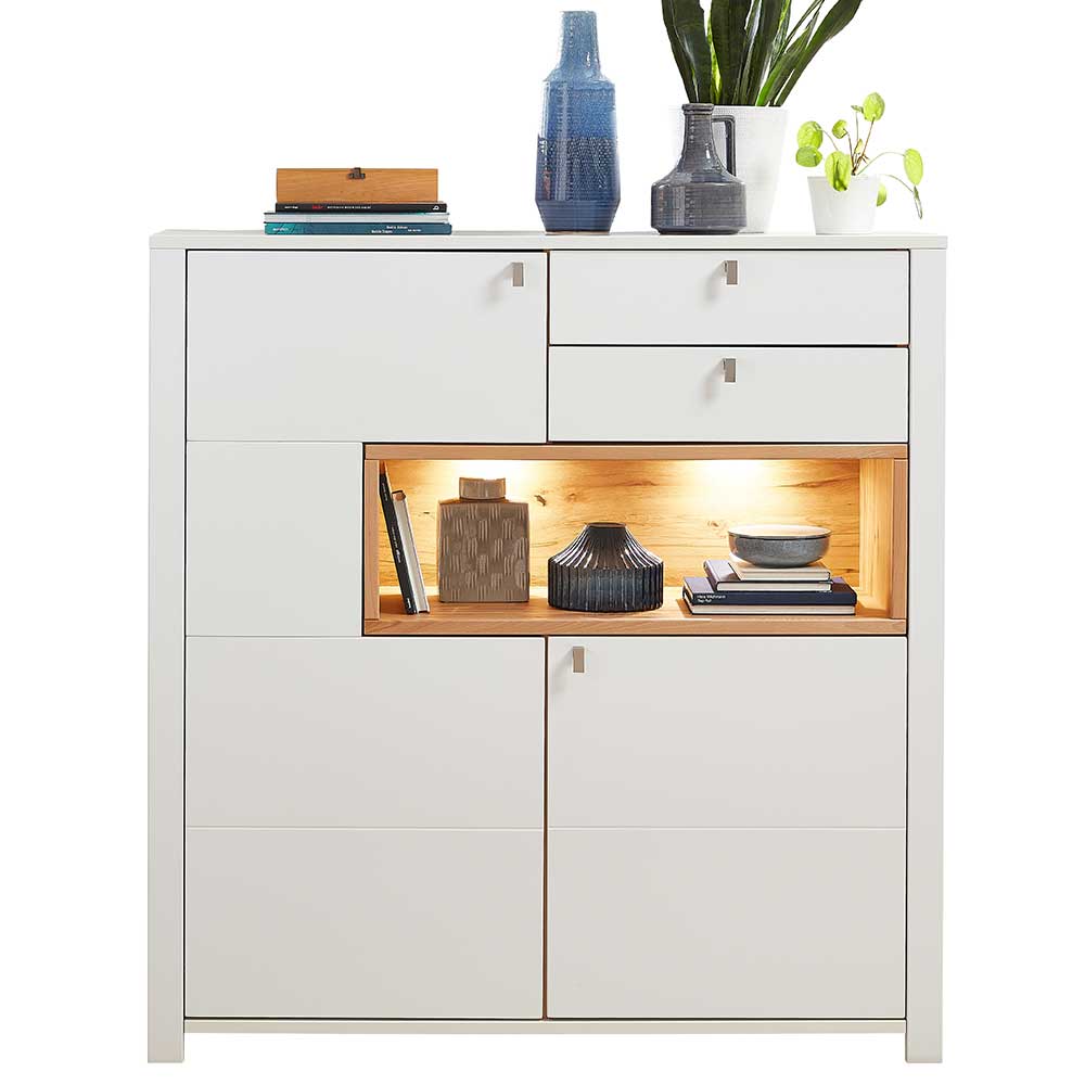 132x138x41 Highboard mit beleuchtetem Fach - Connassa