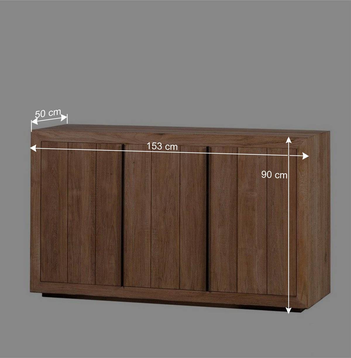 3-türiges Sideboard aus Teak Massivholz - Myons