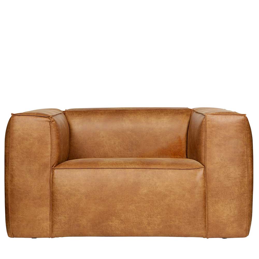 Sessel aus Recyclingleder in Braun Cognac - Baham