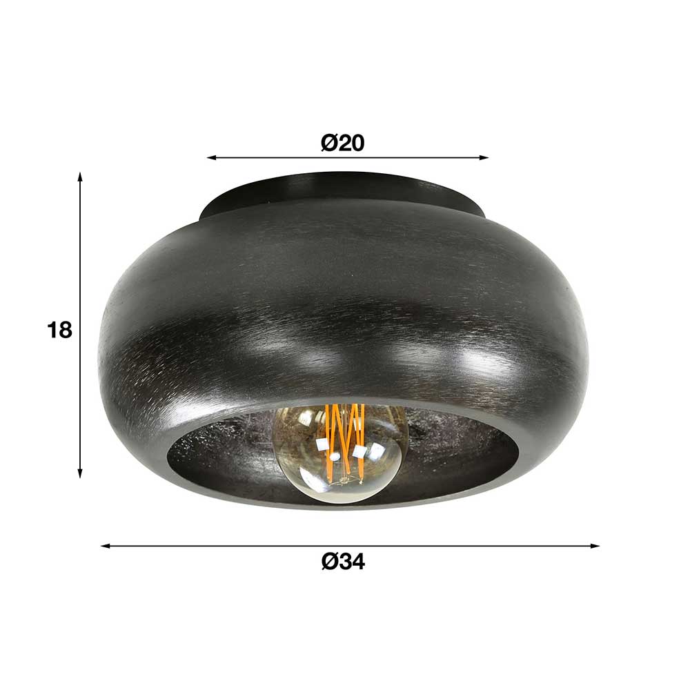 Metall Deckenleuchte in Schwarz Nickel - Tonboa