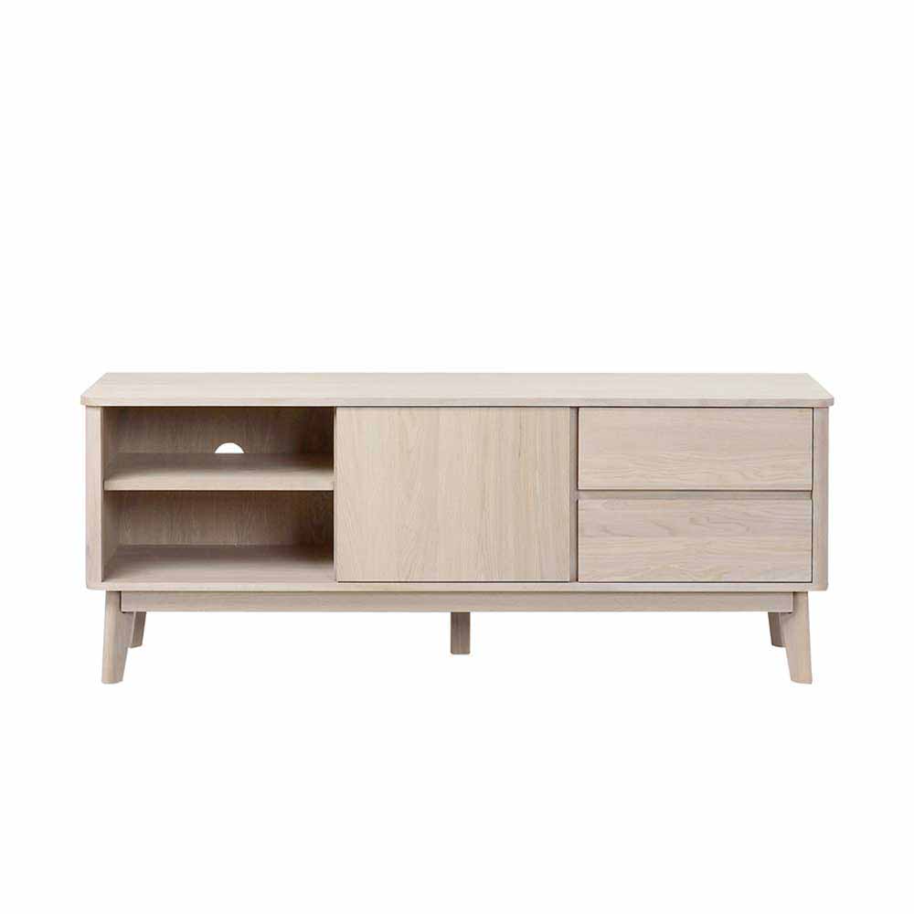 Eiche Massivholz TV Schrank in White Wash - Navassa