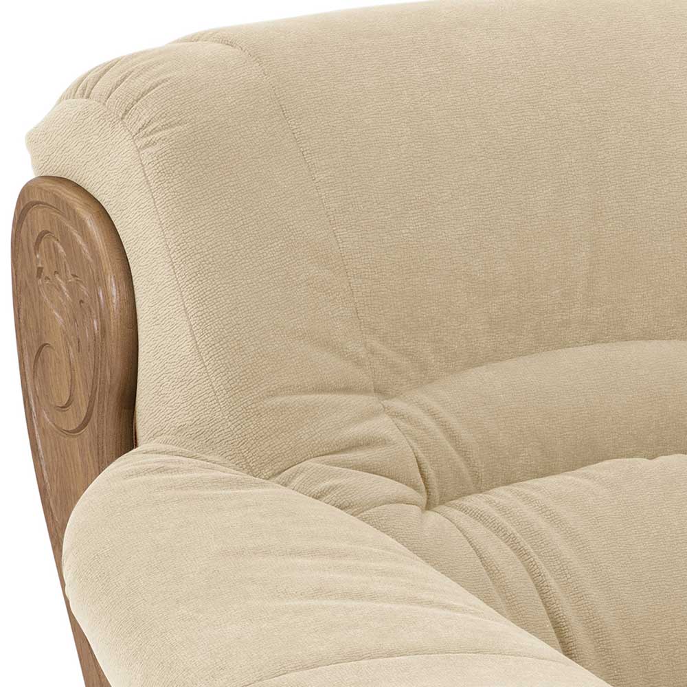 Polstersessel in Beige Flockstoff Bezug - Sarnano