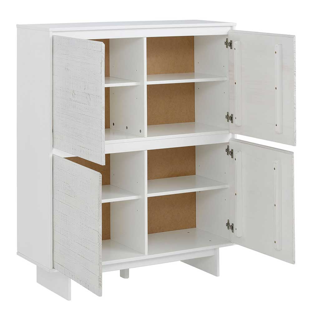 100x120x35 4-türiges Highboard in Weiß lasiert - Vagniu