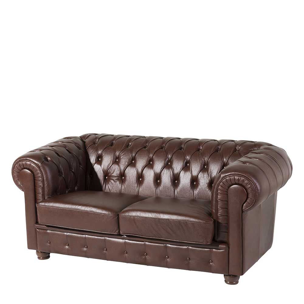 Chesterfield Sofa in Braun Wischleder - Cementa