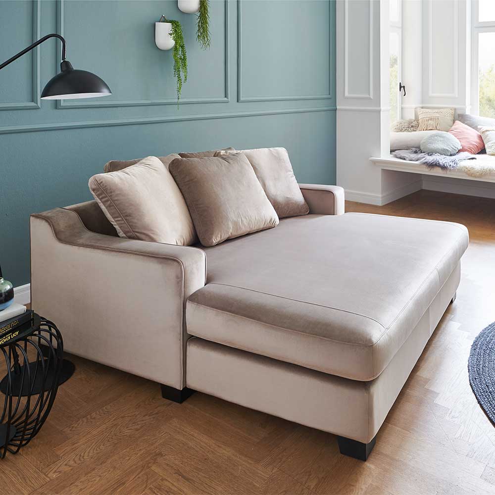 XXXL Sessel Love-Seat in Creme Samtvelours - Feel