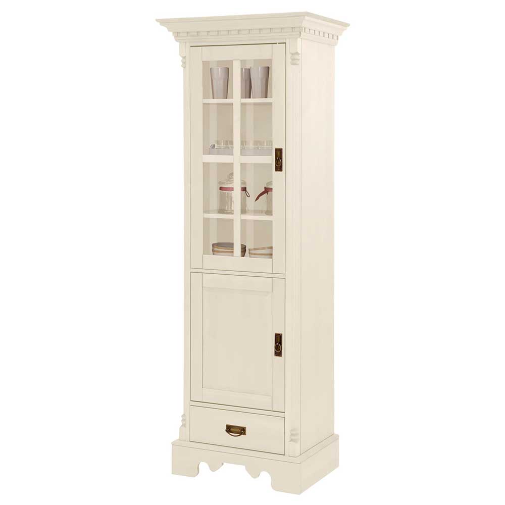 70x203x45 Landhaus Vitrine in Creme - Rospus