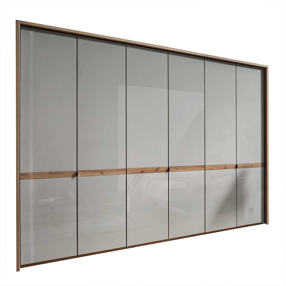 6-türiger Kleiderschrank in Beige Glas - Crascanu