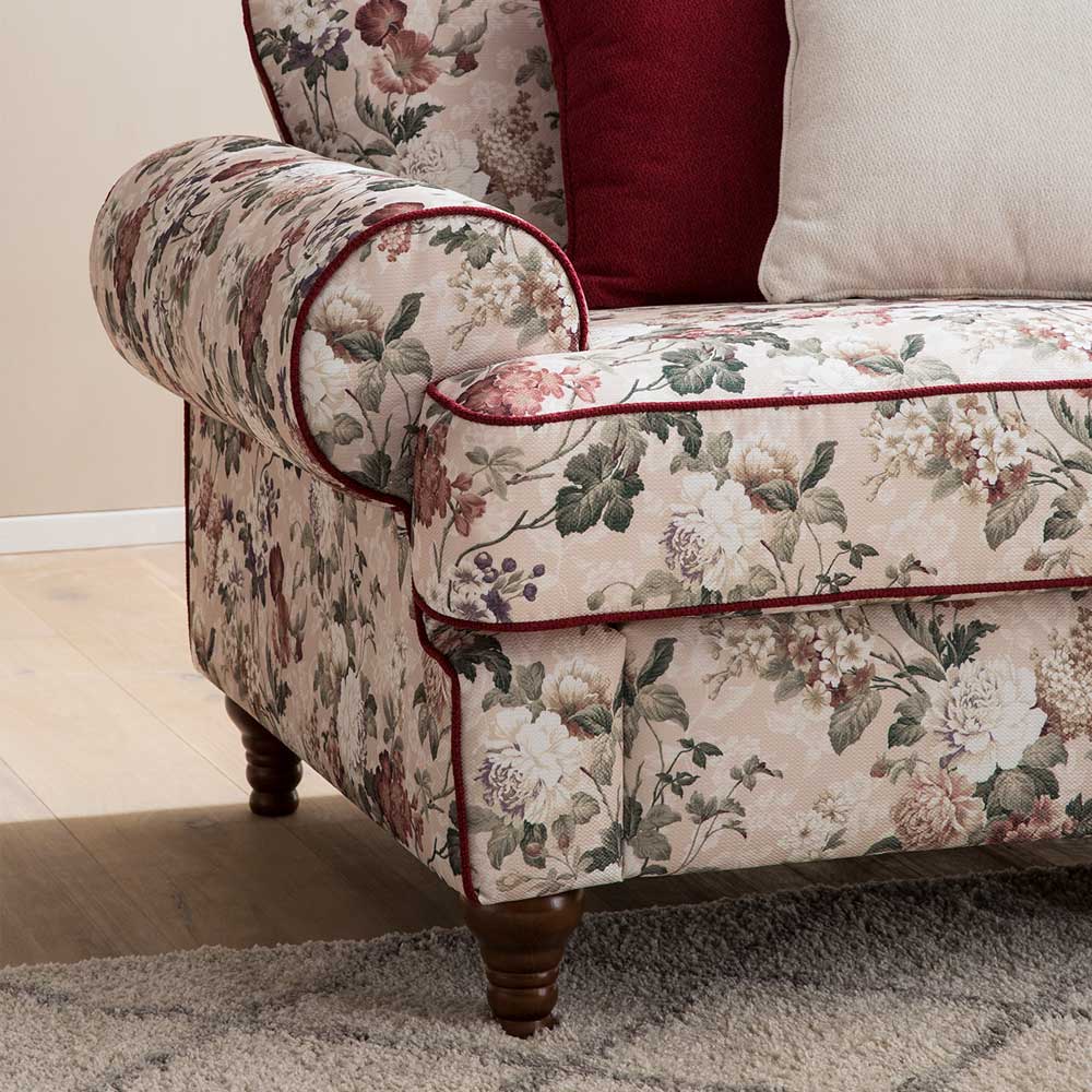 Landhaus Dreisitzer Sofa mit Blumen - Baonga