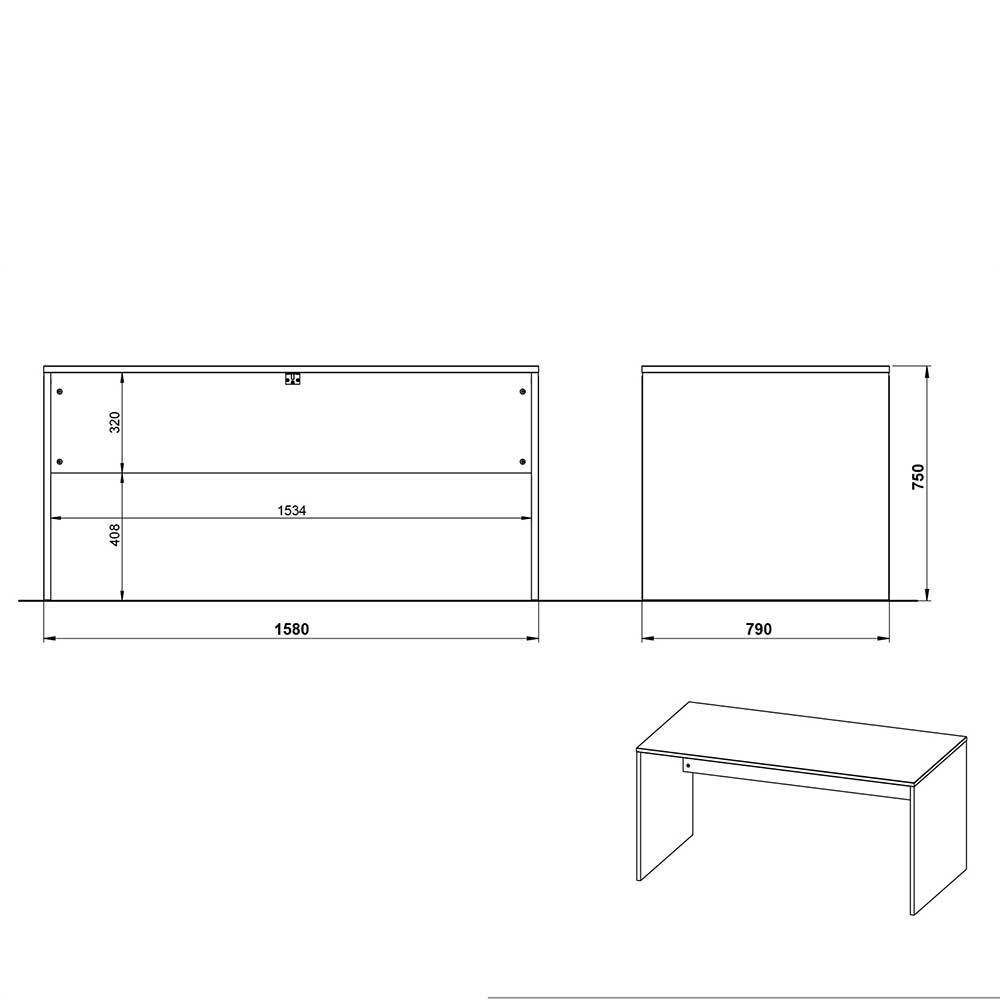 Schreibtisch mit Wangengestell 158x79 cm - Contrage