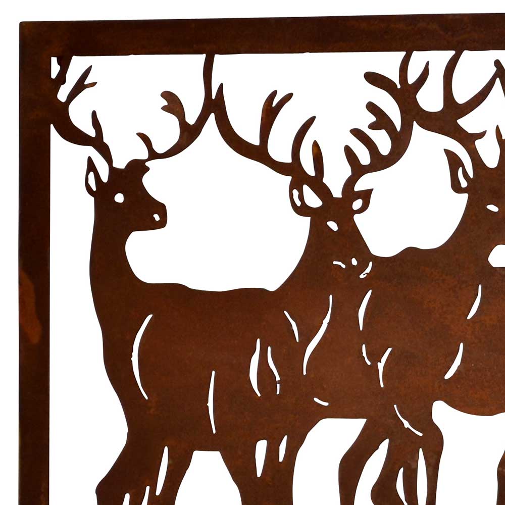 Wandbild Hirsch Silhouetten Rost Look - Chadey