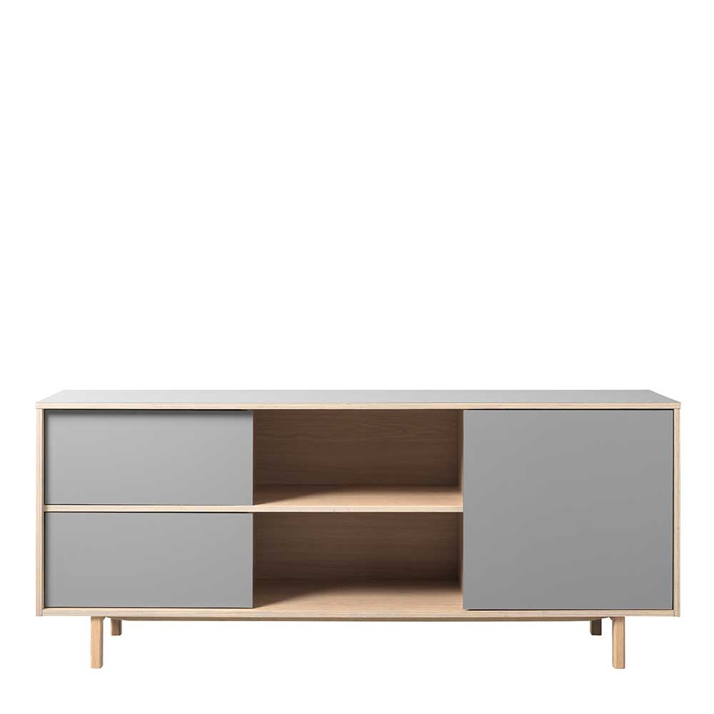 Scandi Sideboard in Hellgrau & Eiche Bianco - Vlendu