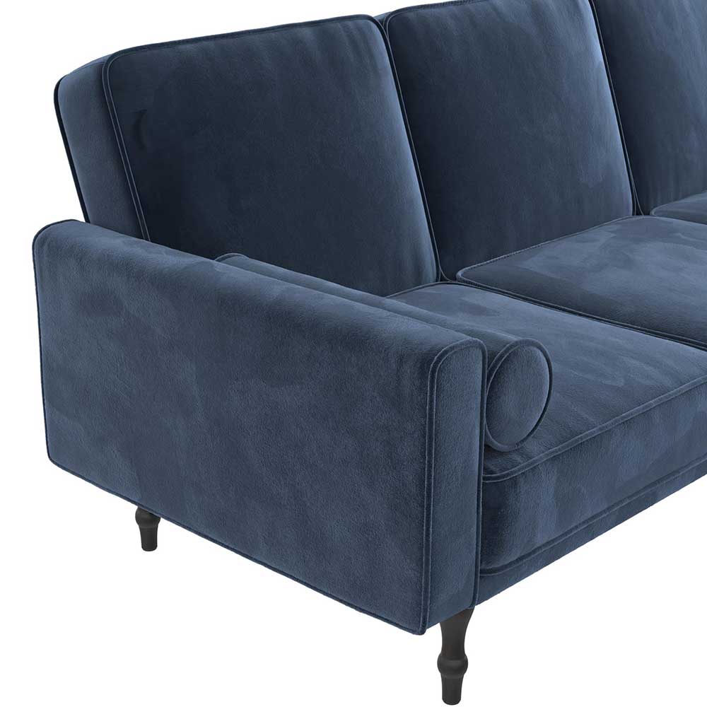 Samt Ecksofa in Blau mit Bettfunktion - Muweja