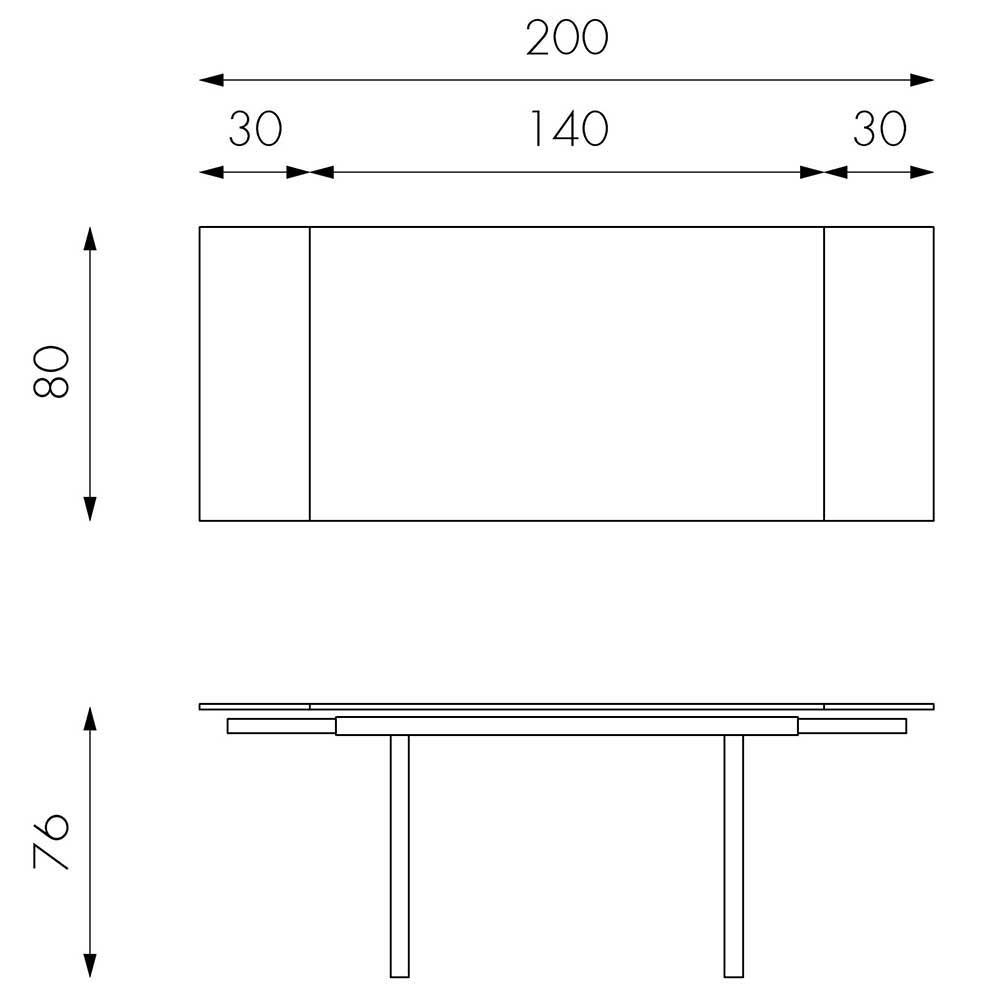 Toller Glastisch für Esszimmer Albertin mit weißem Metall