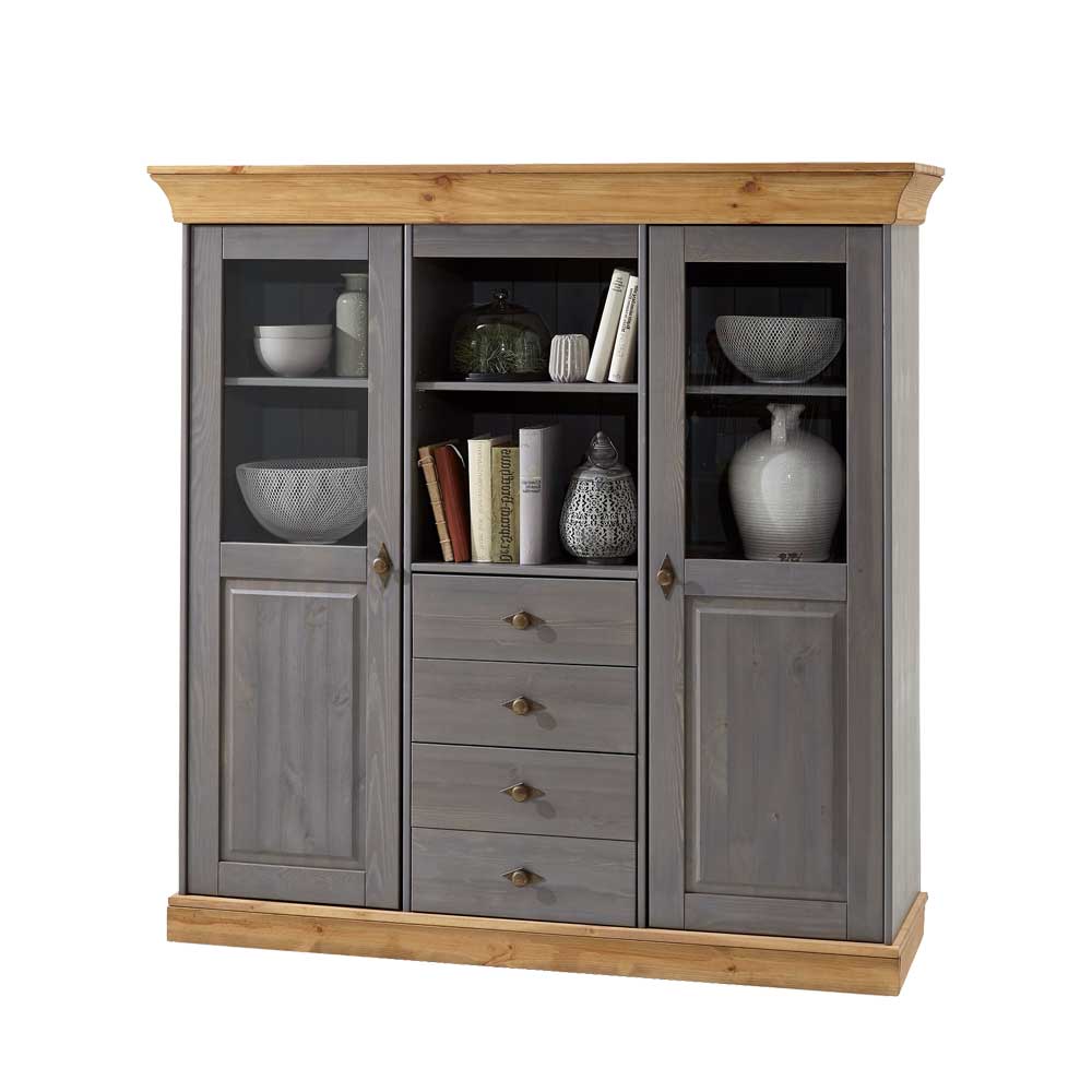 Esszimmer Highboard Vitrine Cempino in Grau