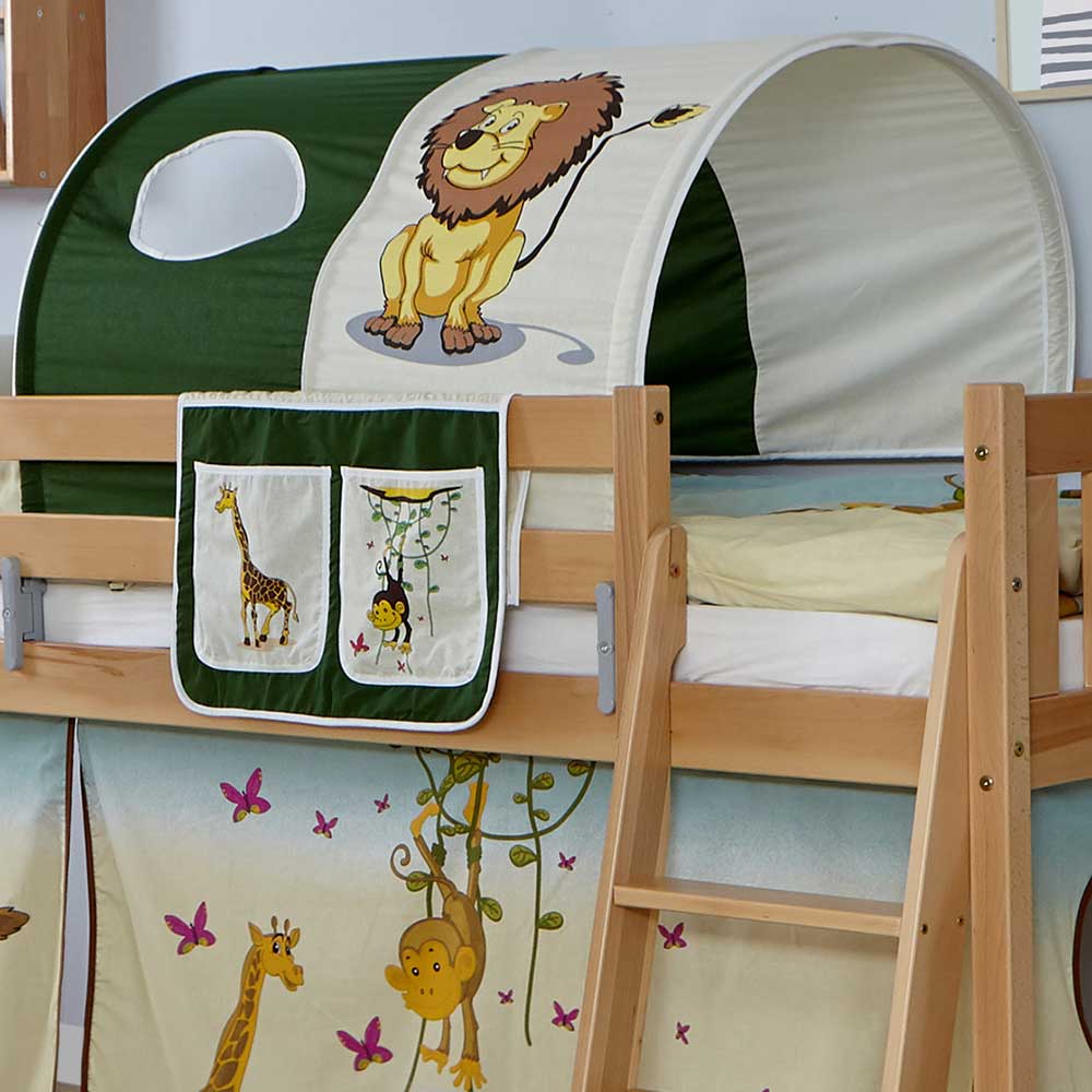 Tier Kinderzimmer Hochbett aus Buche - Yasinn