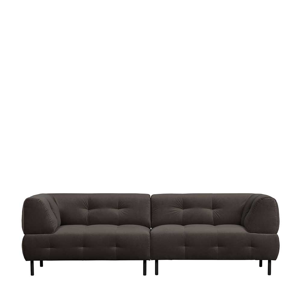 245x75x90 Samtsofa in Graubraun - Lady