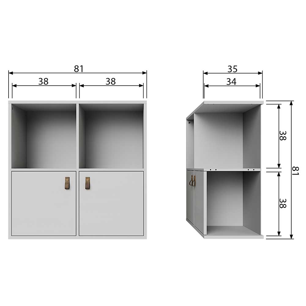 81x81x35 Holzschrank in Grau lackiert - Lanik