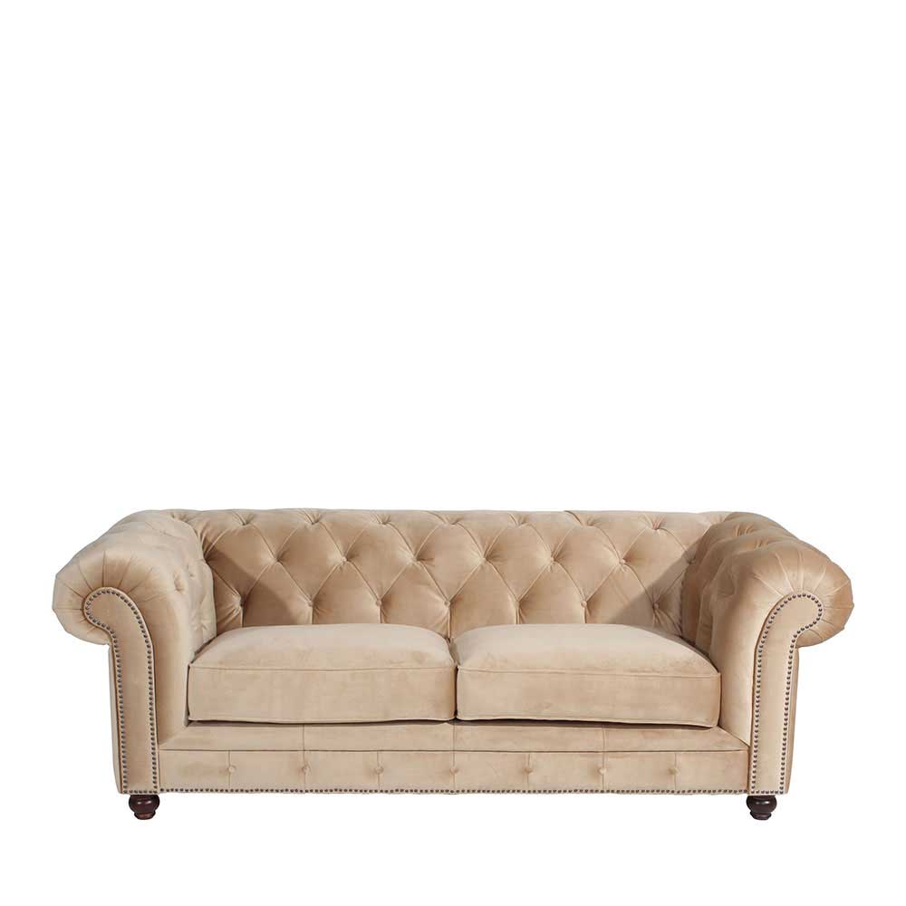 Chesterfield Wohnzimmercouch in Beige - Kentos