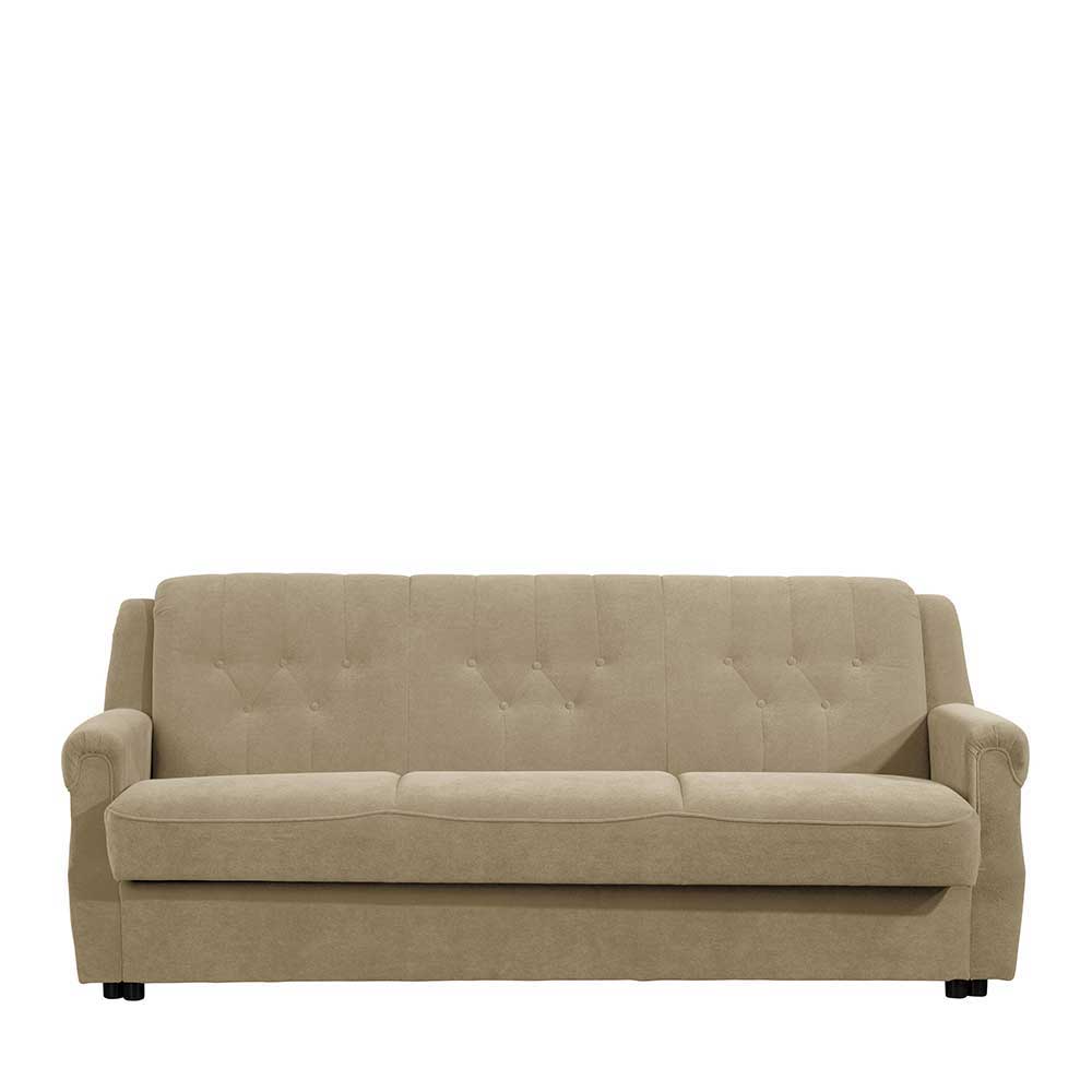 Klappcouch aus Flockstoff in Beige - Mabu