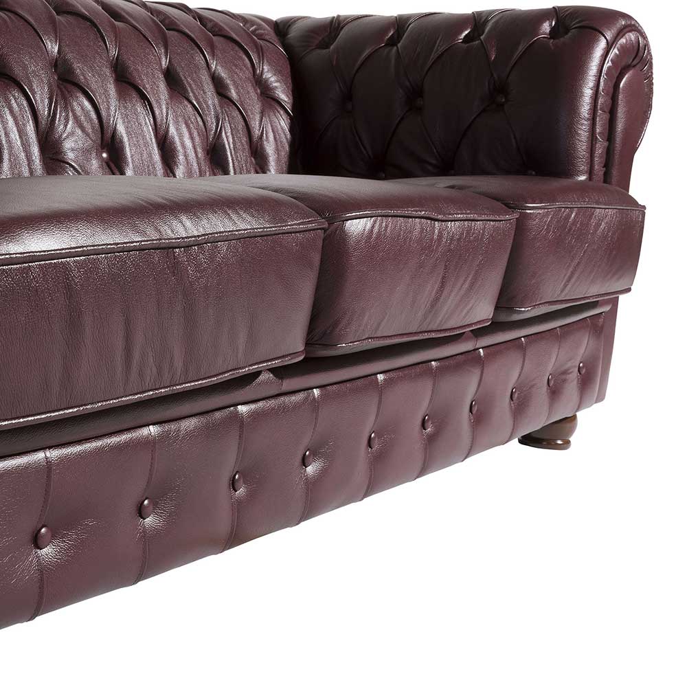 Chesterfield Ledercouch in Rotbraun - Geoloro