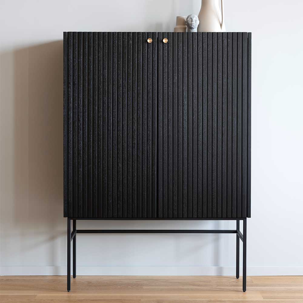 100x140x40 Modernes Highboard in Schwarz - Gragano