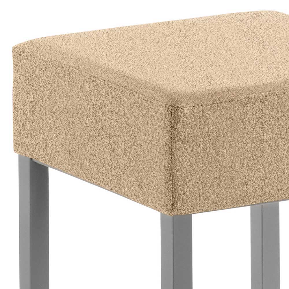 Quadratischer Barhocker in Beige Microfaser - Garrysa