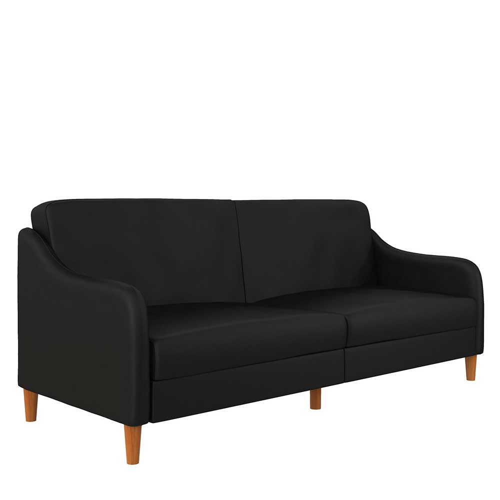 Kunstleder Schlafsofa in Schwarz - Marc