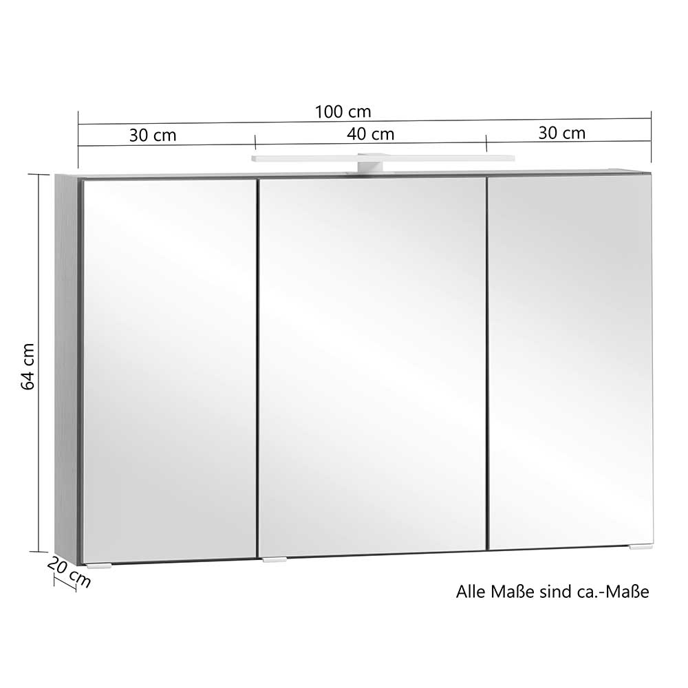 68 cm hoher Spiegelschrank fürs Bad mit LED - Agiruan