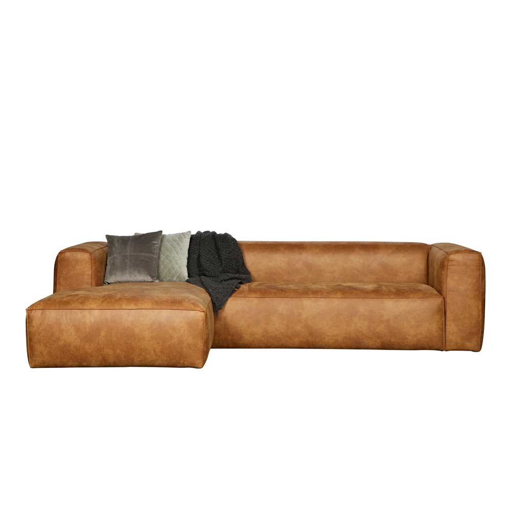 Braunes Ecksofa aus Leder recycelt Robert 305cm breit