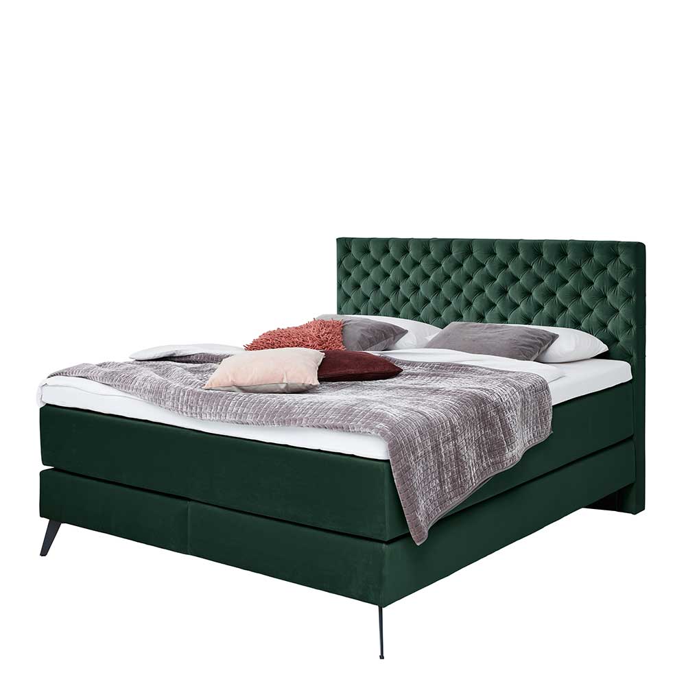 Chesterfield Design Boxspringbett in Dunkelgrün - Kurtinia