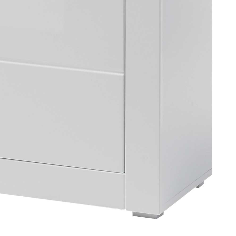 Hochglanz Highboard in Weiß Mextra mit Absetzung in Beton Optik