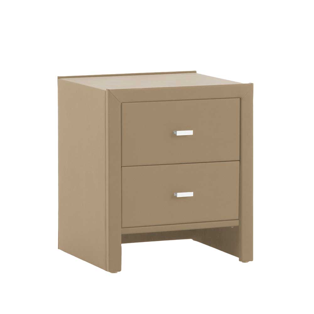 Schubladen Nachtschrank Clairy in Kunstleder Beige