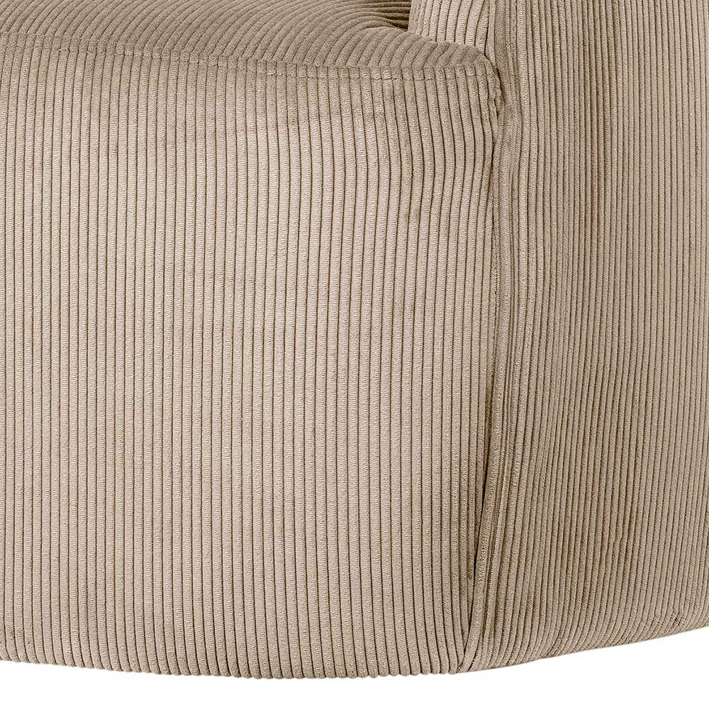 Retro Style Cord Sessel in Beige - Evilla