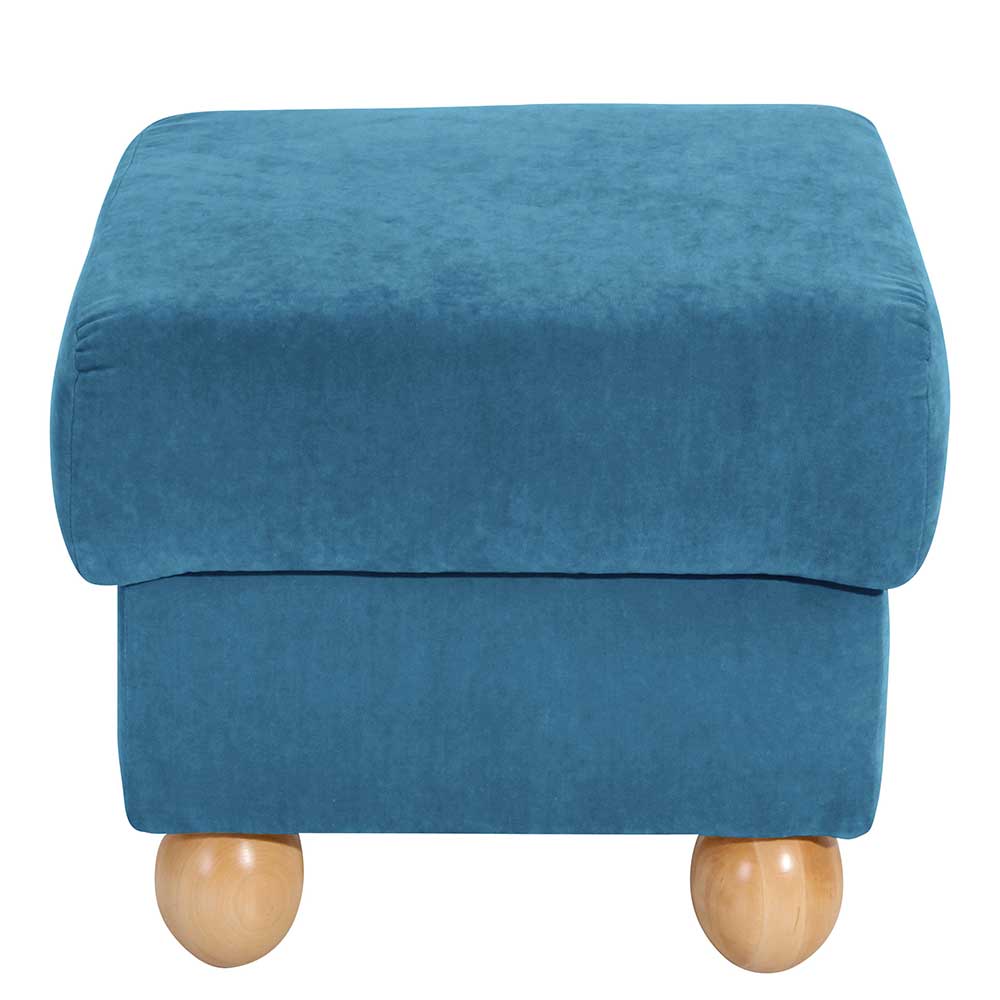 Couchhocker in Petrol Blau Velours - Lewis