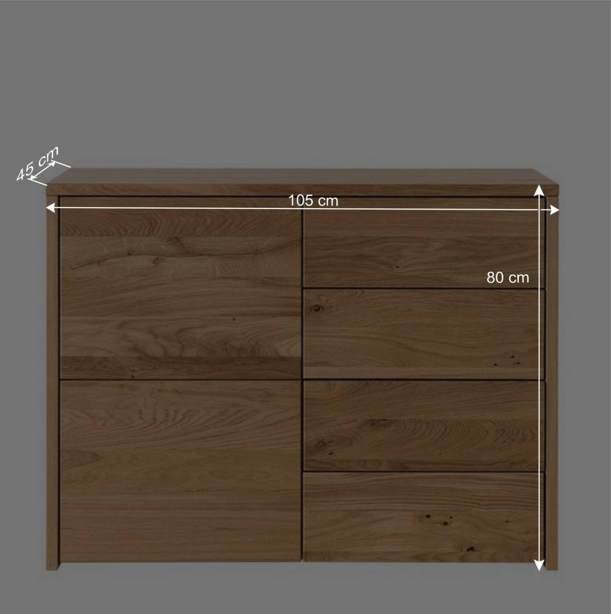 Wildeiche Kommode in 105 cm Breite - Vactivus