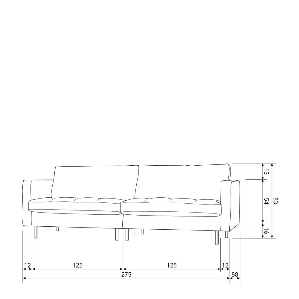 Retro Wohnzimmersofa aus grauem Kunstleder - Patria