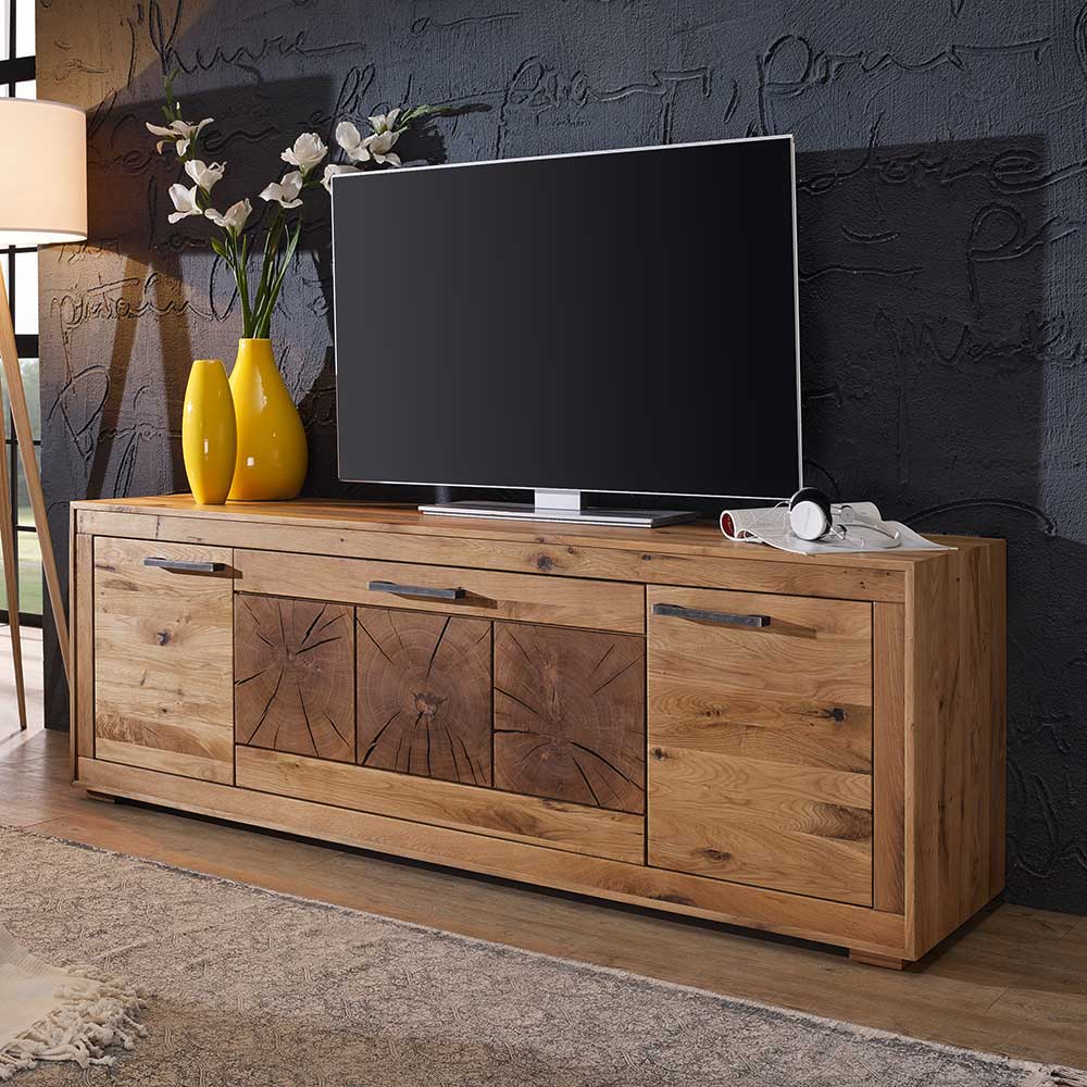 Niedriges Sideboard Troncon aus Wildeiche Massivholz