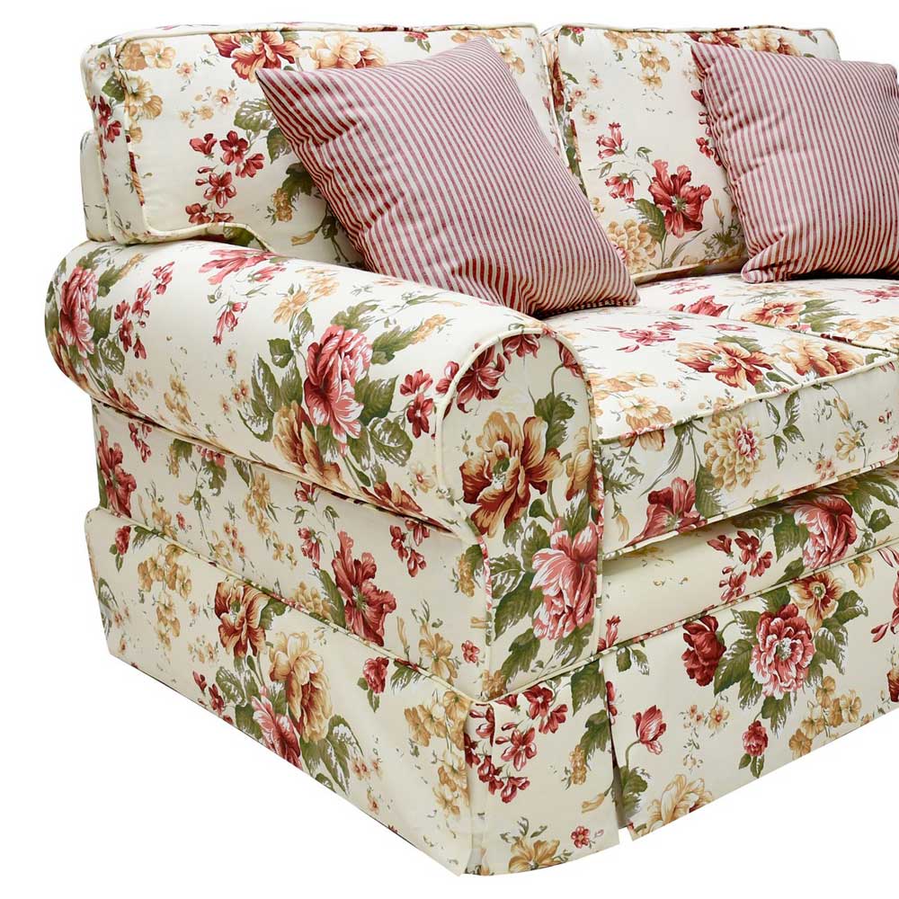 Romantisches Landhaus Sofa mit Blumen Stoff - Telik