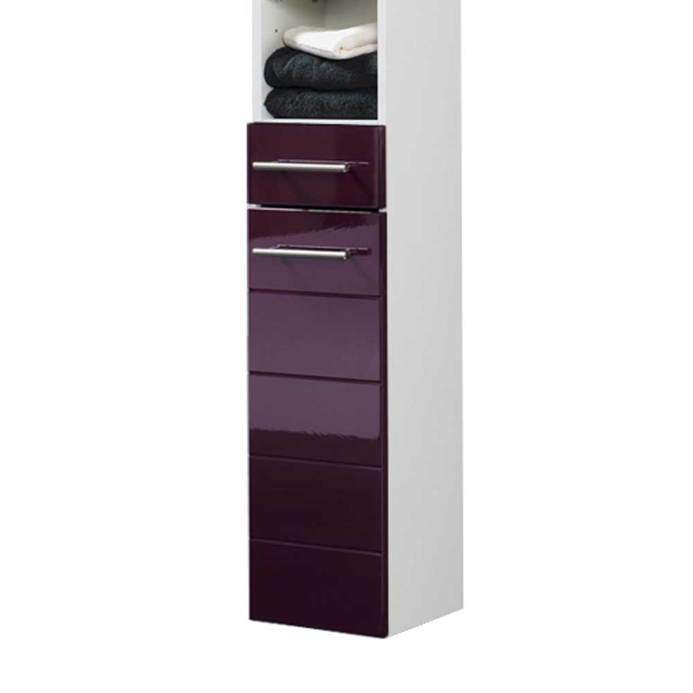 Badezimmer Hochschrank Laydia in Aubergine Hochglanz