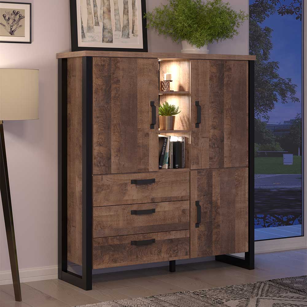 Highboard mit drei Schubladen und Türen - Maragas