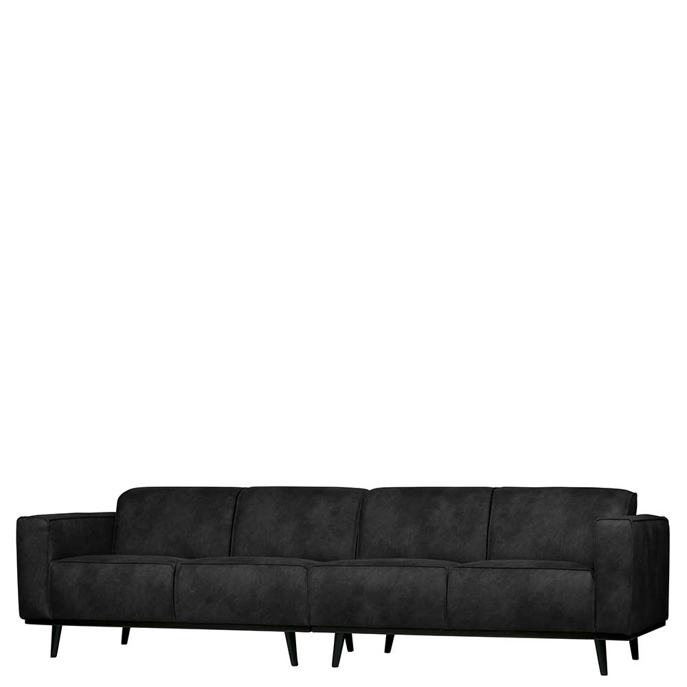 Schwarzes Kunstwildleder Sofa in 280cm oder 372cm Breite - Rojocaba