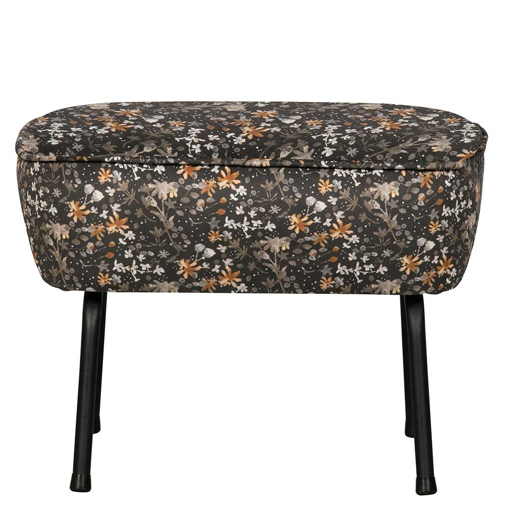 55x40x46 Retrohocker mit Samt Blumen Muster - Esdrega