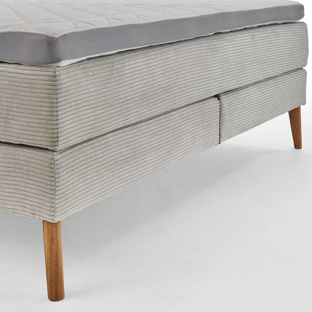 Breitcord Boxspringbett in Beige & Eiche - Salassos