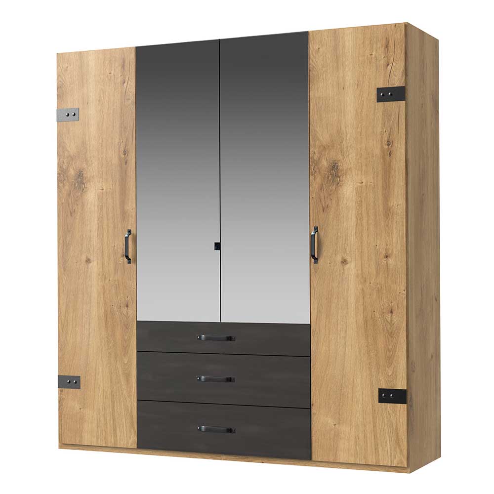 200x216x58 Kombi-Kleiderschrank mit Spiegeln - Bram