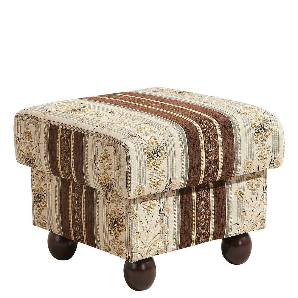 Gestreifter Hocker aus Chenille Beige Braun - Etrinas