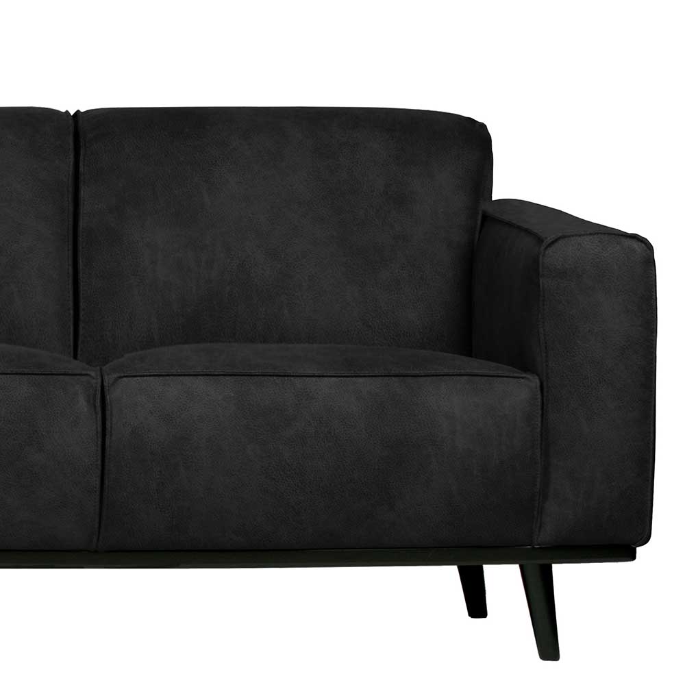 230cm breite Kunstwildledercouch in Schwarz - Fanossy