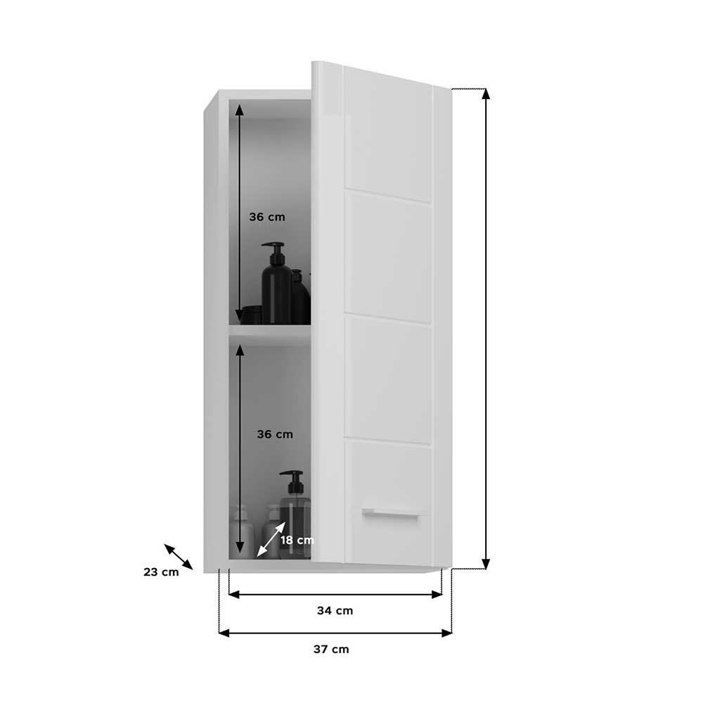 Hochglanz Bad Hängeschrank in Weiß - Raidah